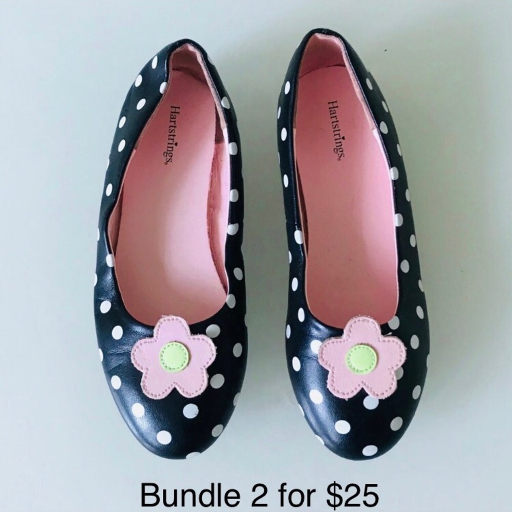 Cute Pink & Black Flats Kids Size 2
